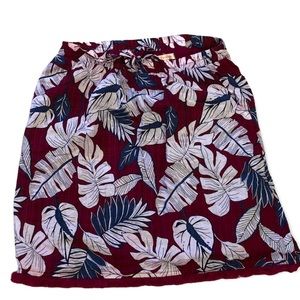 Skies Are Blue Mini Skirt Womens Sz Small Hawaiian Burgandy fringed hem